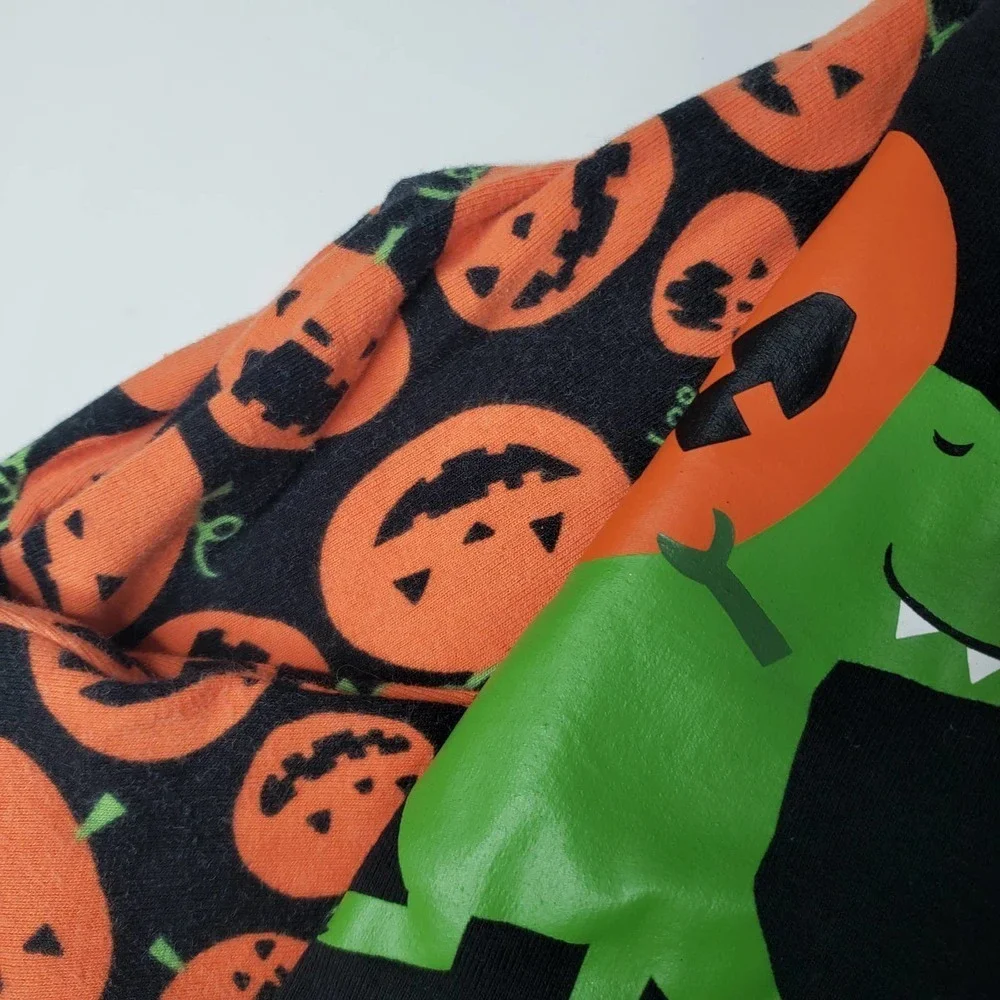 Gymboree Gymmies Pumpkin‎ Dino Pajama Set Toddler 4 Black Orange Halloween